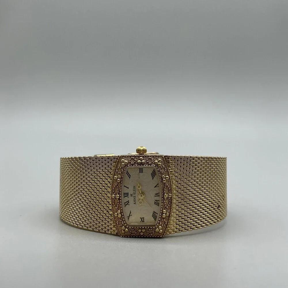 Anne Klein Womens Watch 25mm Cream Dial Gold Tone Mesh Band 10/6416 New Battery